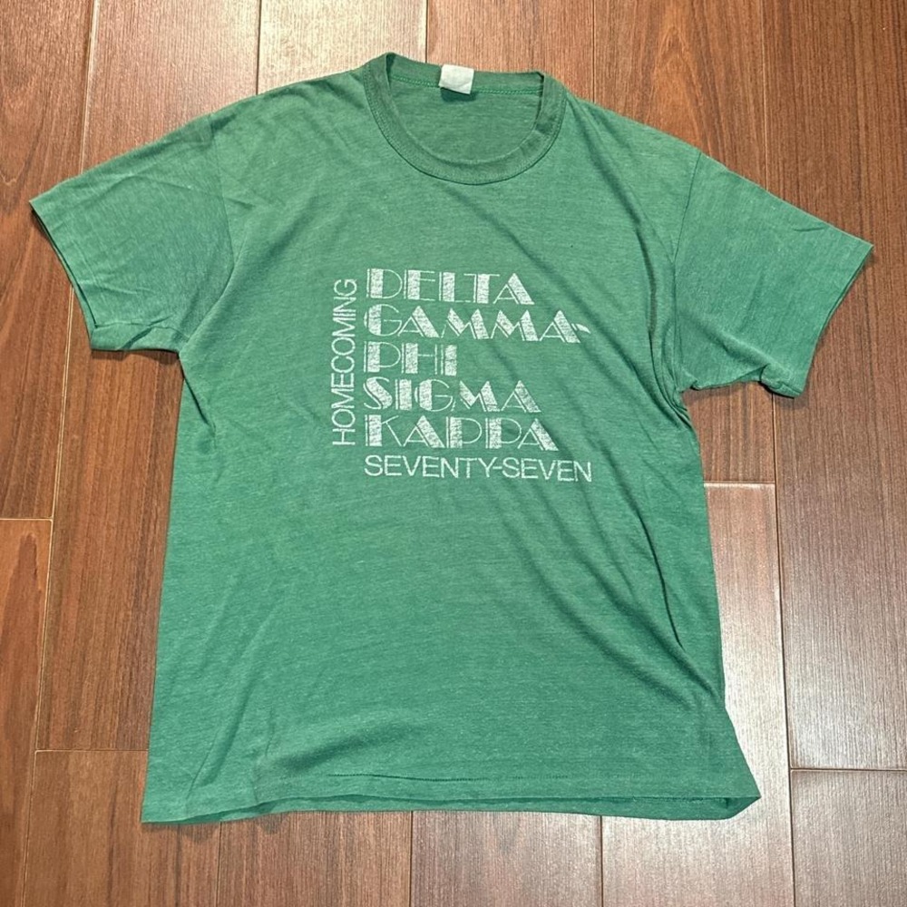 Vintage 70s Delta Phi Sigma Kappa Frat Homecoming Green Shirt Size Men's‎ Medium
